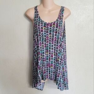 Bethany Mota Colorful Sleeveless Open Back Tank Top Hi-Low Size Women's Medium